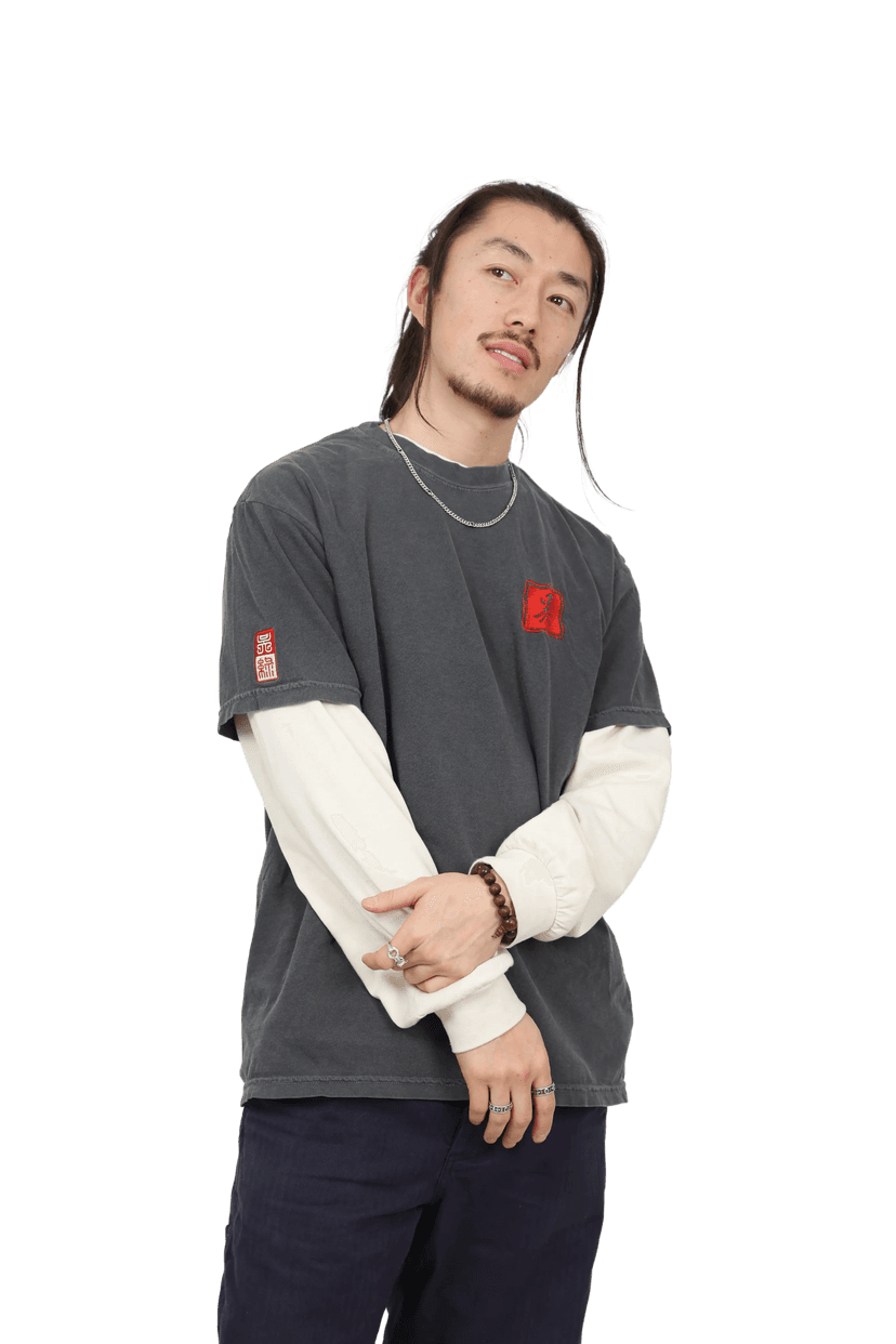 Dark grey t-shirt from front